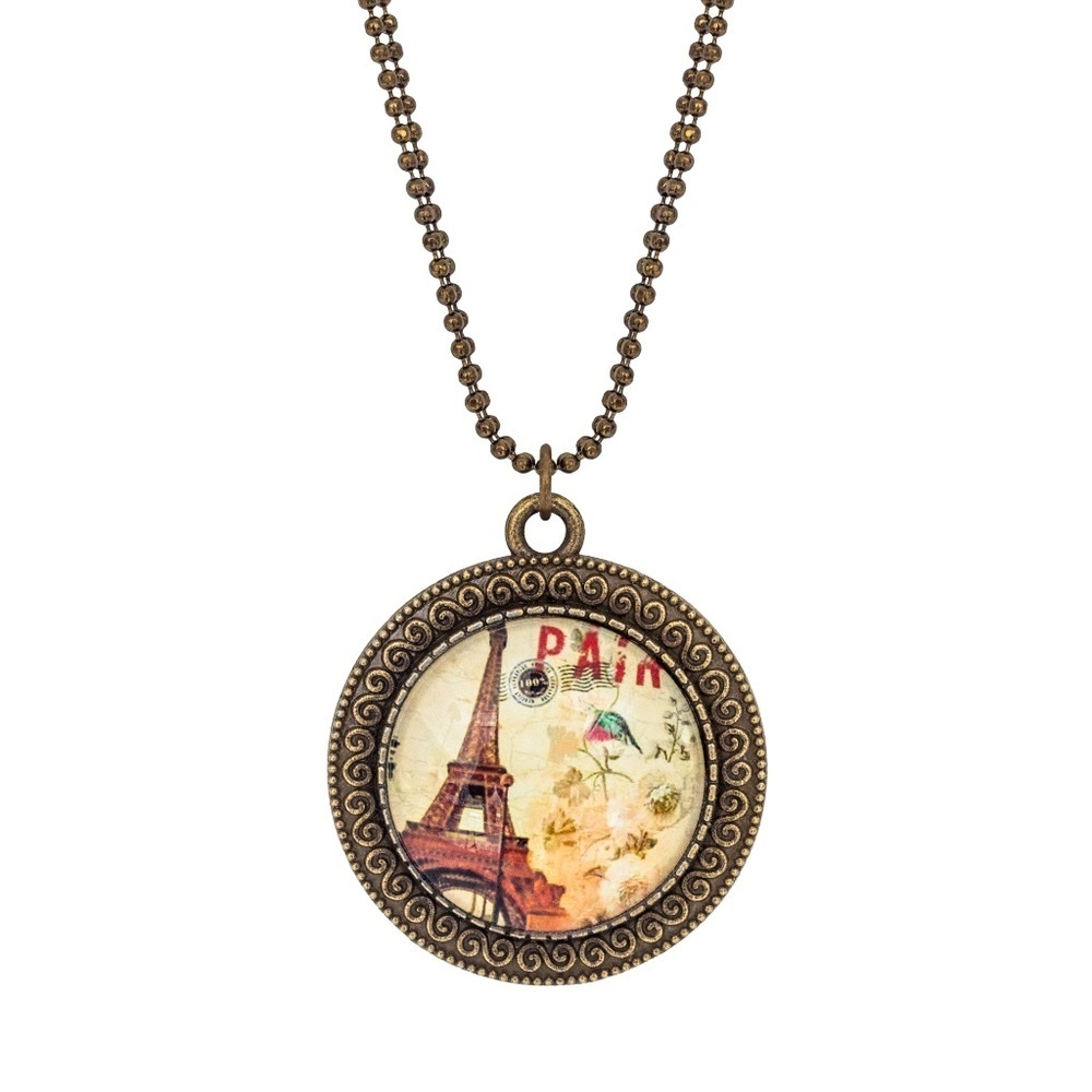 Handmade Paris Pendant Necklace – 16"+3" Antique Bronze Eiffel Tower Design